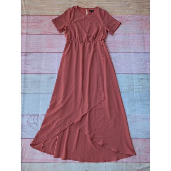 Roolee The Classic Taylor Jane Wrap Maxi Dress L‎ Short Sleeve Dark Salmon Color - Picture 3 of 9